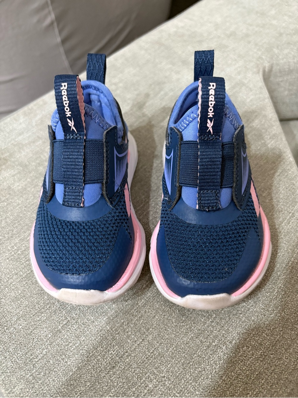 Reebok Kids Navy and Light Pink Slip-On Sneakers